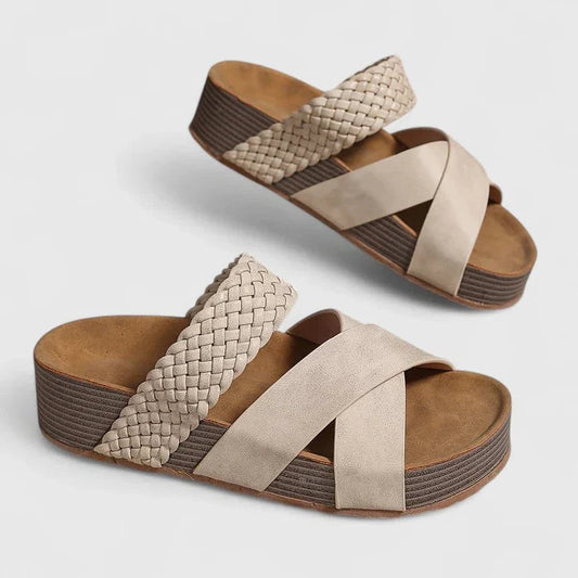Comfortable Beige Sandals for Women with Platform Open Toe Casual Style
