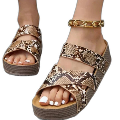 Comfortable Beige Sandals for Women with Platform Open Toe Casual Style