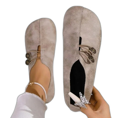 Comfortable Beige Suede Flats for Women with Closed Toe Casual Style