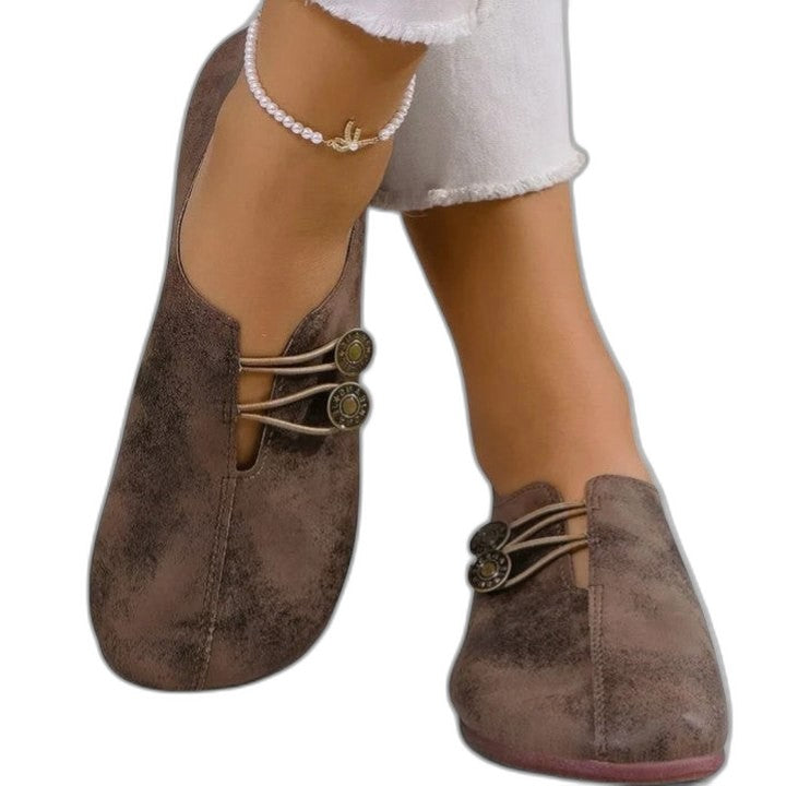 Comfortable Beige Suede Flats for Women with Closed Toe Casual Style