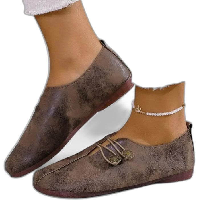 Comfortable Beige Suede Flats for Women with Closed Toe Casual Style