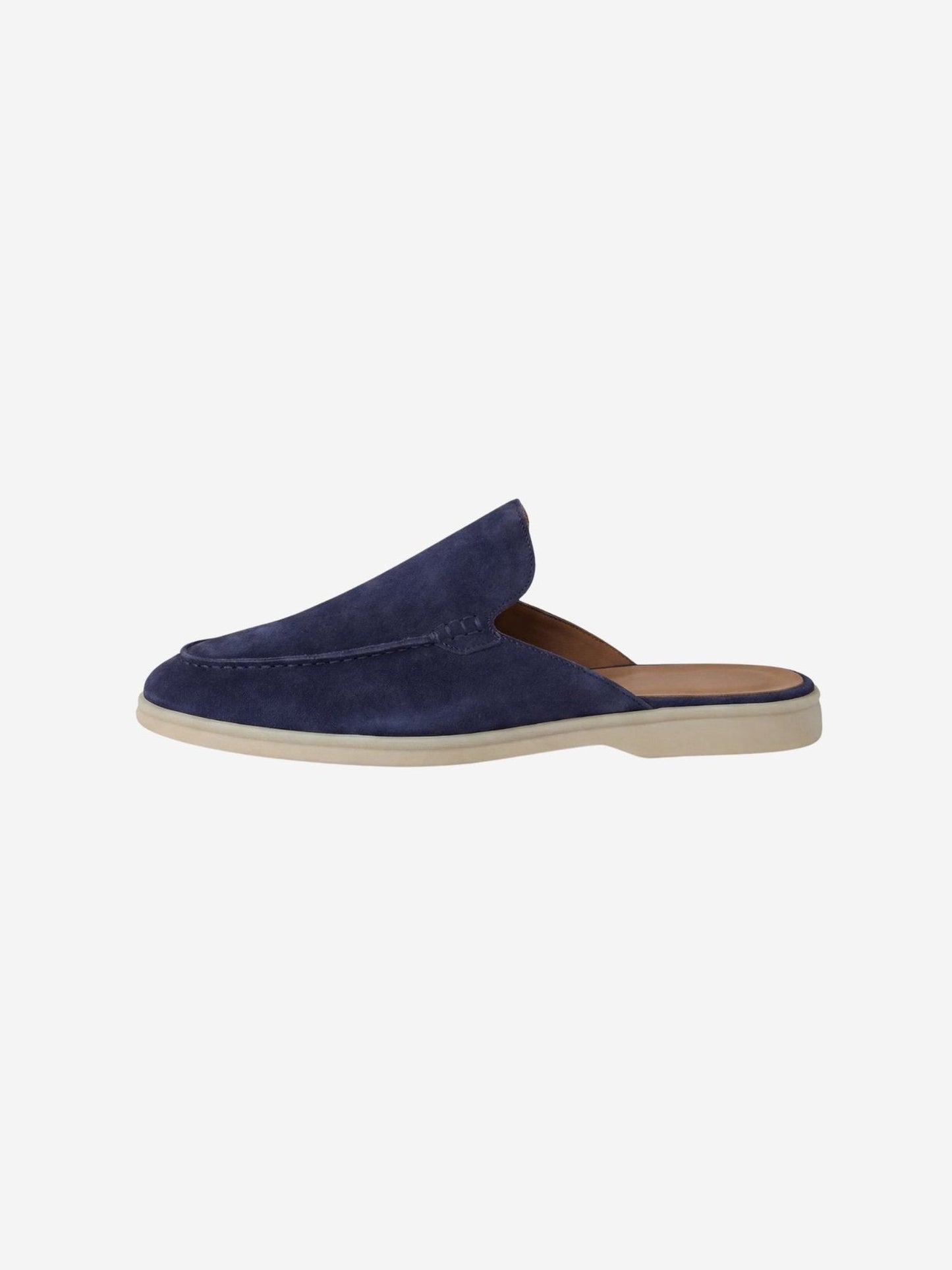 Comfortable Beige Suede Mules for Women with Closed Toe Slip On Casual Style