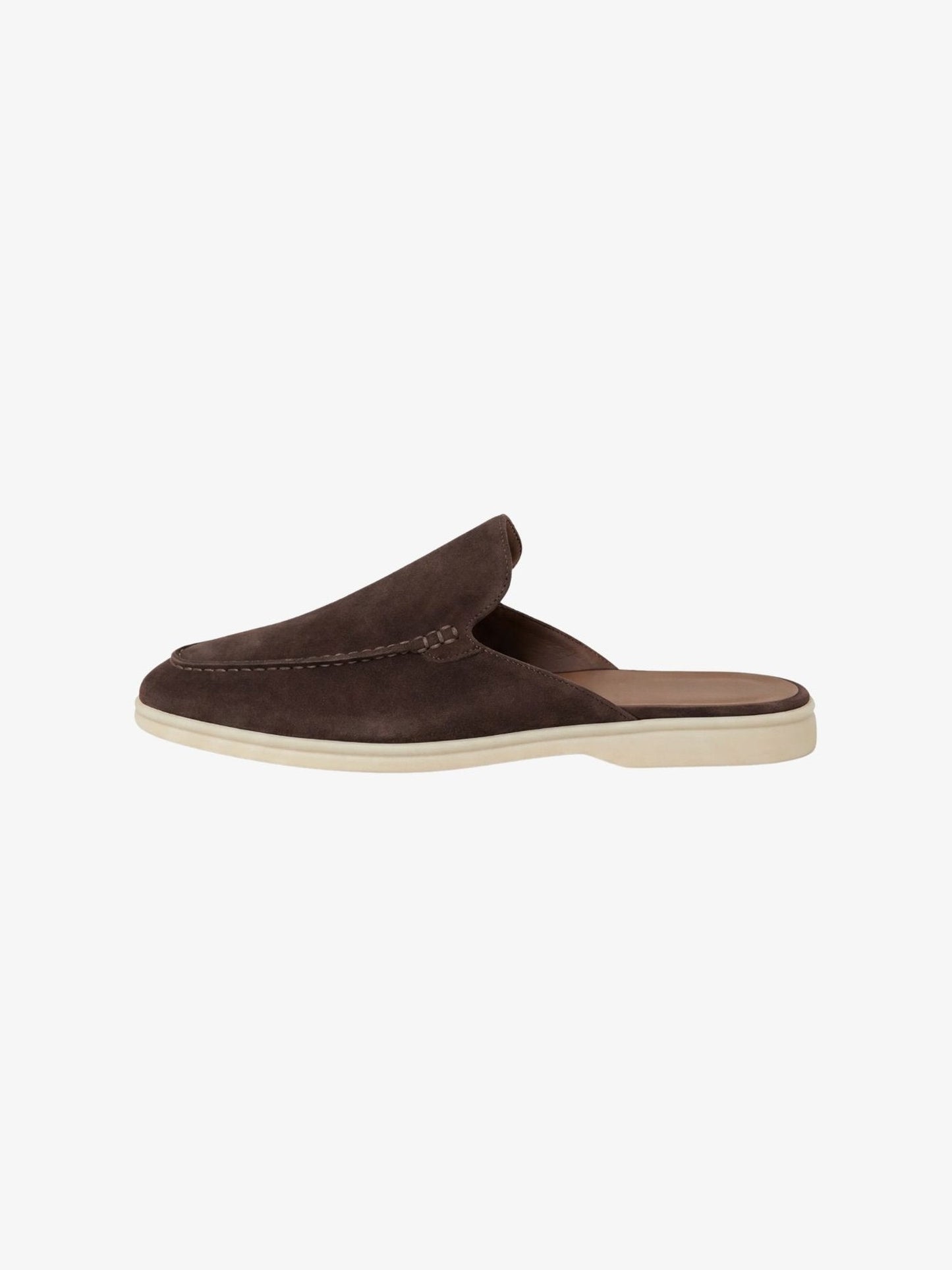 Comfortable Beige Suede Mules for Women with Closed Toe Slip On Casual Style
