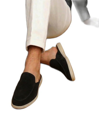 Comfortable Beige Suede Mules for Women with Closed Toe Slip On Casual Style