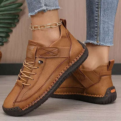 Comfortable Beige Suede Sneakers for Women with Closed Toe Lace Up Casual Style