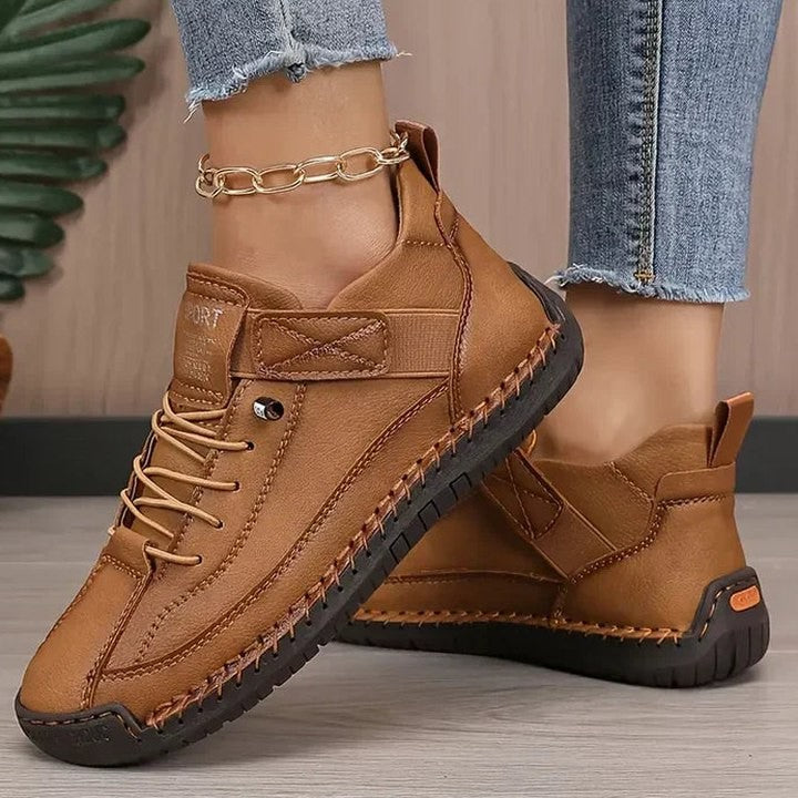 Comfortable Beige Suede Sneakers for Women with Closed Toe Lace Up Casual Style