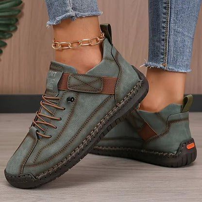 Comfortable Beige Suede Sneakers for Women with Closed Toe Lace Up Casual Style