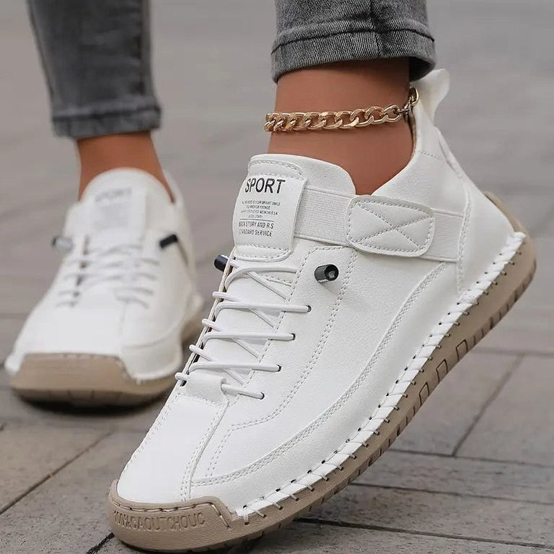 Comfortable Beige Suede Sneakers for Women with Closed Toe Lace Up Casual Style