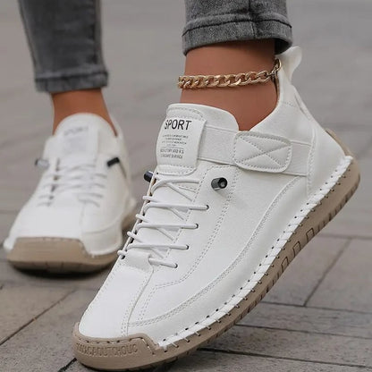 Comfortable Beige Suede Sneakers for Women with Closed Toe Lace Up Casual Style