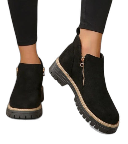 Comfortable Black Ankle Boots for Women with Closed Toe Casual Style