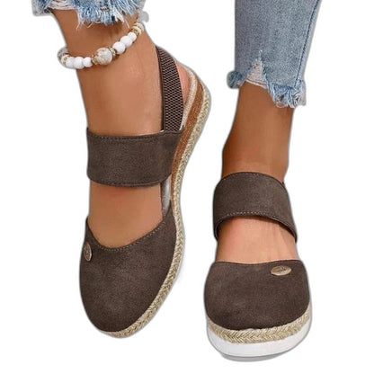 Comfortable Black Espadrilles for Women with Platform Ankle Strap Closed Toe Casual Style