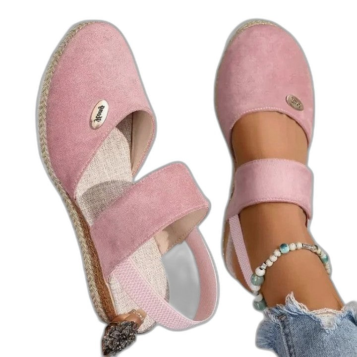 Comfortable Black Espadrilles for Women with Platform Ankle Strap Closed Toe Casual Style