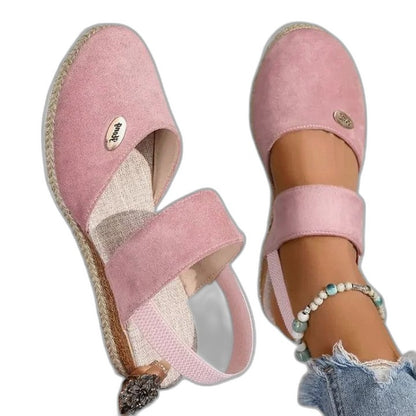 Comfortable Black Espadrilles for Women with Platform Ankle Strap Closed Toe Casual Style