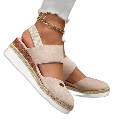 Comfortable Black Espadrilles for Women with Platform Ankle Strap Closed Toe Casual Style
