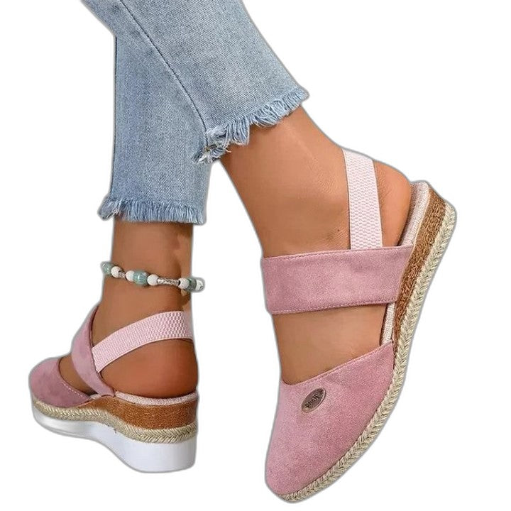 Comfortable Black Espadrilles for Women with Platform Ankle Strap Closed Toe Casual Style