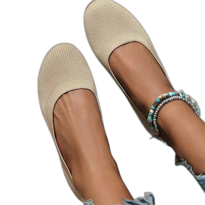 Comfortable Black Knit Ballet Flats for Women with Round Toe Casual Style