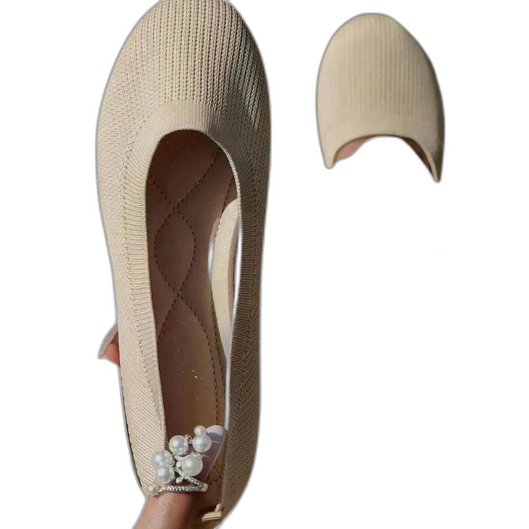 Comfortable Black Knit Ballet Flats for Women with Round Toe Casual Style