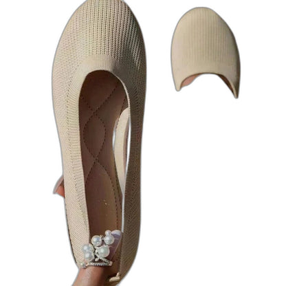 Comfortable Black Knit Ballet Flats for Women with Round Toe Casual Style
