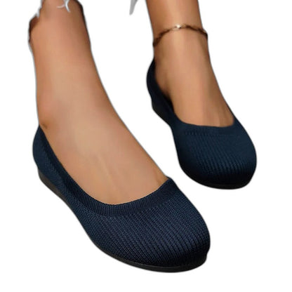 Comfortable Black Knit Ballet Flats for Women with Round Toe Casual Style