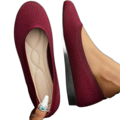 Comfortable Black Knit Ballet Flats for Women with Round Toe Casual Style