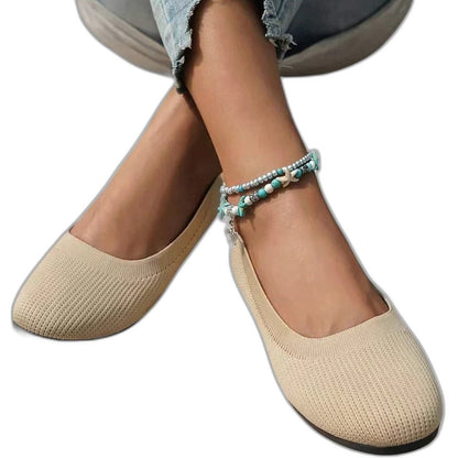 Comfortable Black Knit Ballet Flats for Women with Round Toe Casual Style