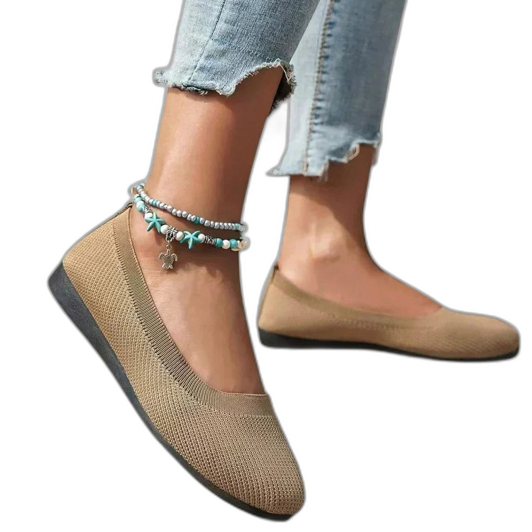 Comfortable Black Knit Ballet Flats for Women with Round Toe Casual Style