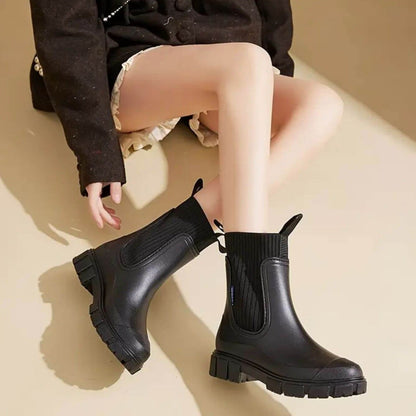 Comfortable Black Leather Ankle Boots for Women with Closed Toe Casual Style