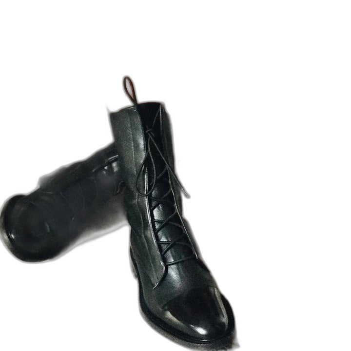 Comfortable Black Leather Ankle Boots for Women with Closed Toe Lace Up Casual Style
