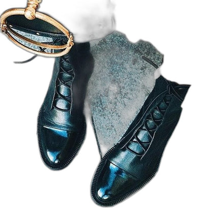Comfortable Black Leather Ankle Boots for Women with Closed Toe Lace Up Casual Style