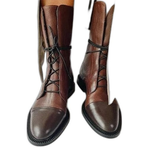 Comfortable Black Leather Ankle Boots for Women with Closed Toe Lace Up Casual Style
