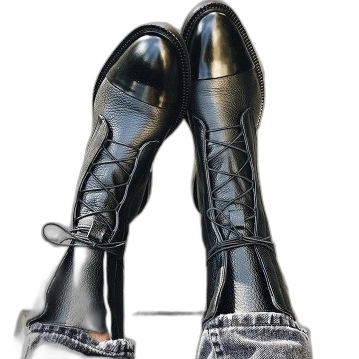 Comfortable Black Leather Ankle Boots for Women with Closed Toe Lace Up Casual Style