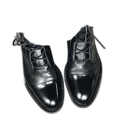 Comfortable Black Leather Ankle Boots for Women with Closed Toe Lace Up Casual Style