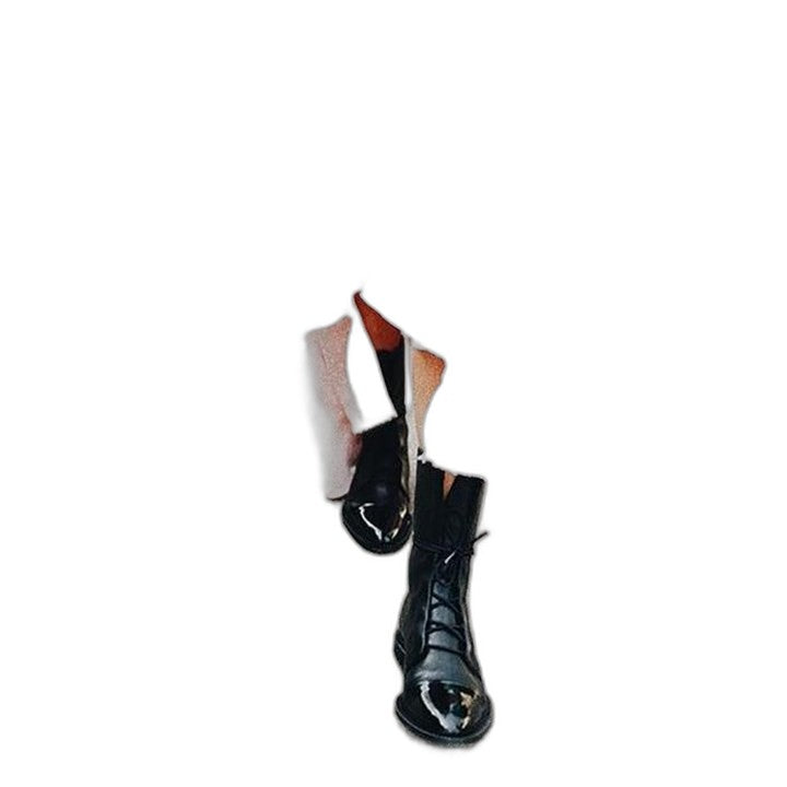 Comfortable Black Leather Ankle Boots for Women with Closed Toe Lace Up Casual Style