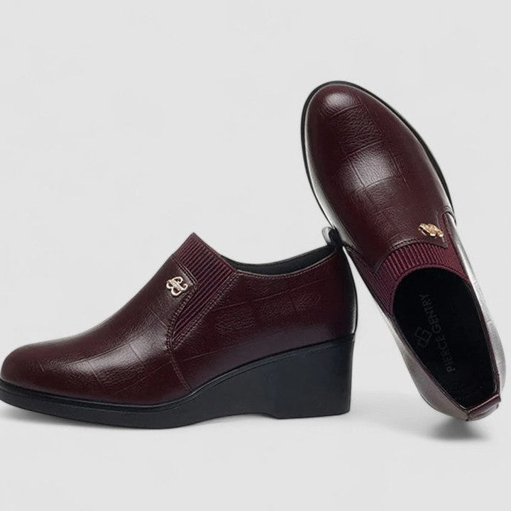 Comfortable Black Leather Loafers for Women with Wedge Pointed Toe Casual Style