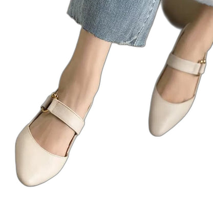 Comfortable Black Leather Mary Jane Shoes for Women with Ankle Strap Closed Toe Buckle Casual Style