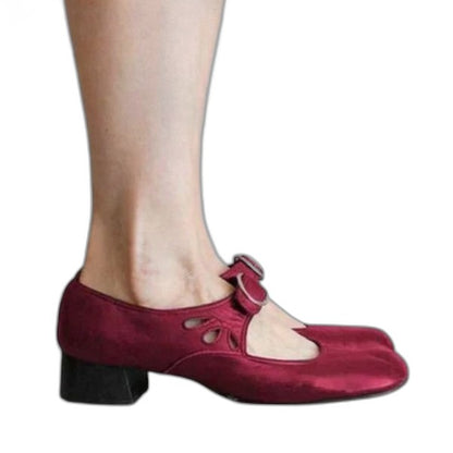 Comfortable Black Leather Mary Jane Shoes for Women with Closed Toe Buckle Casual Style