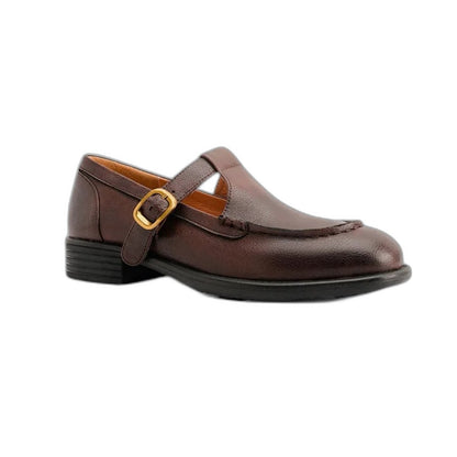 Comfortable Black Leather Mary Jane Shoes for Women with Closed Toe Buckle Casual Style