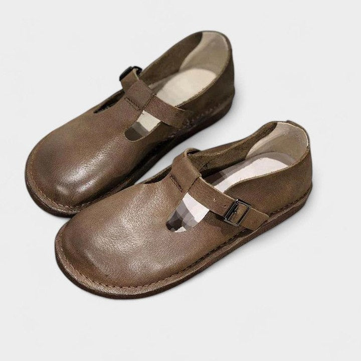 Comfortable Black Leather Mary Jane Shoes for Women with Closed Toe Buckle Casual Style