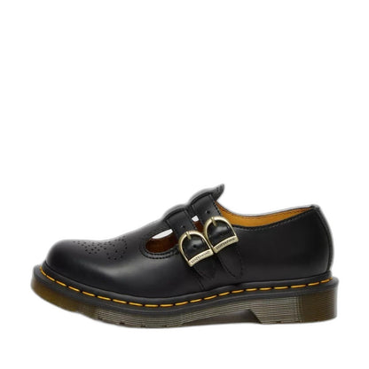 Comfortable Black Leather Mary Jane Shoes for Women with Closed Toe Buckle Casual Style