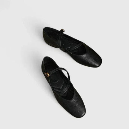 Comfortable Black Leather Mary Jane Shoes for Women with Closed Toe Casual Style