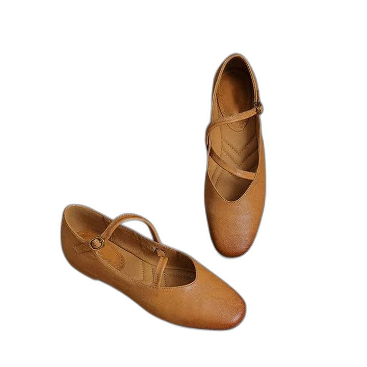 Comfortable Black Leather Mary Jane Shoes for Women with Closed Toe Casual Style