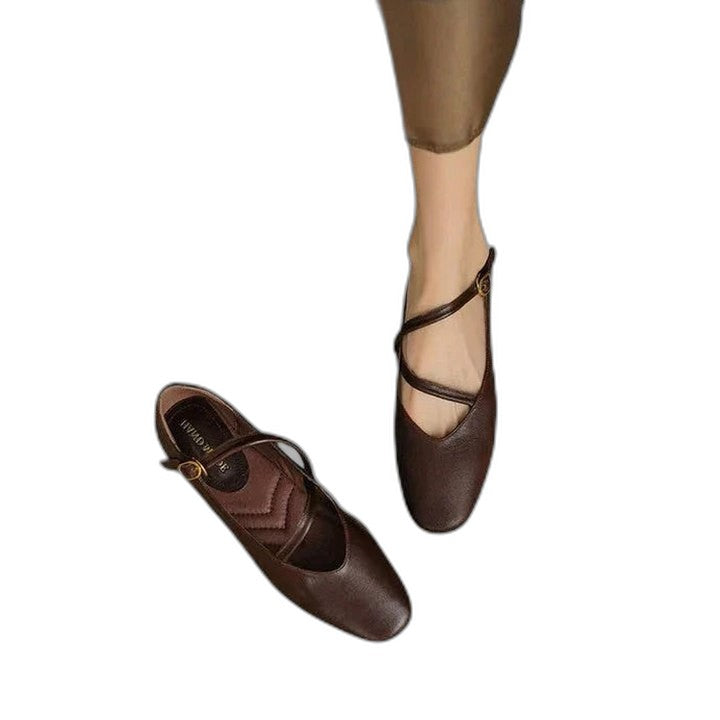Comfortable Black Leather Mary Jane Shoes for Women with Closed Toe Casual Style