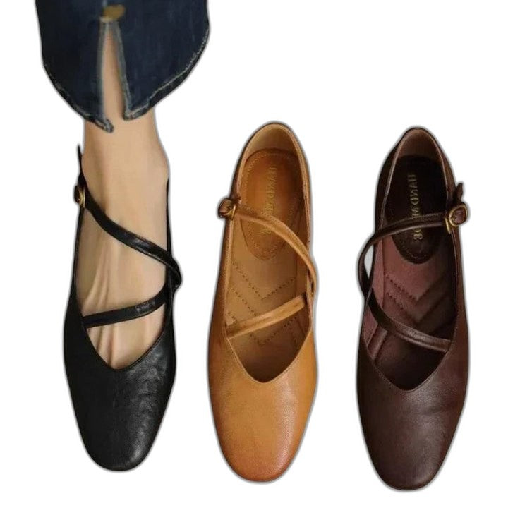 Comfortable Black Leather Mary Jane Shoes for Women with Closed Toe Casual Style