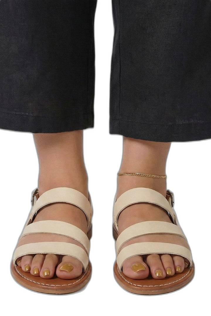 Comfortable Black Leather Sandals for Women with Ankle Strap Open Toe Buckle Casual Style