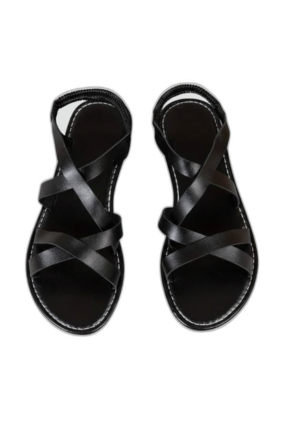 Comfortable Black Leather Sandals for Women with Ankle Strap Open Toe Casual Style