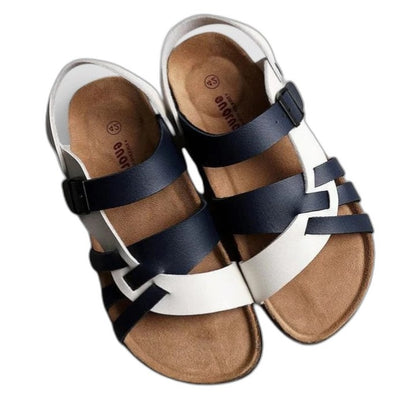 Comfortable Black Leather Sandals for Women with Ankle Strap Slingback Open Toe Buckle Casual Style