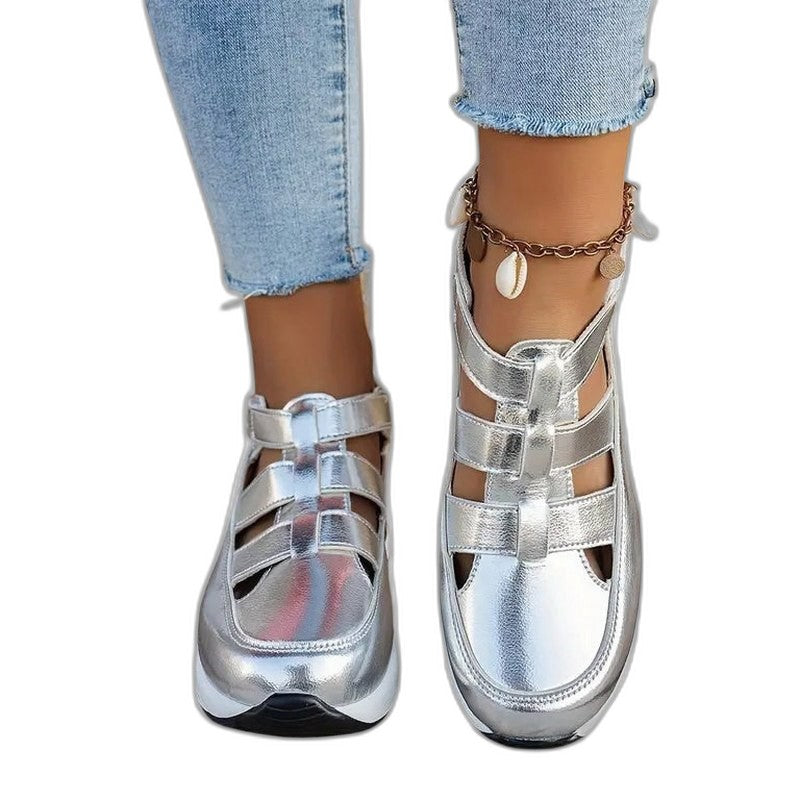 Comfortable Black Leather Sandals for Women with Platform Ankle Strap Open Toe Casual Style