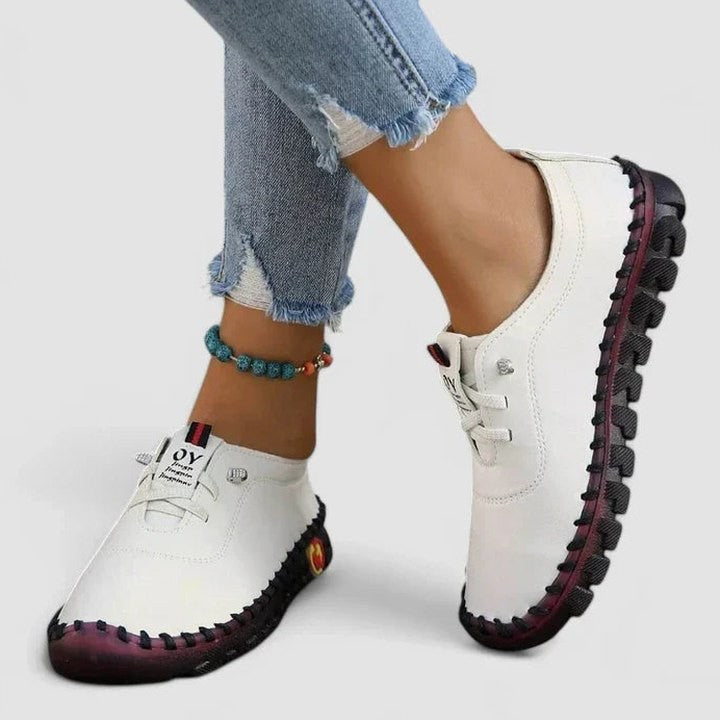 Comfortable Black Leather Sneakers for Women with Closed Toe Casual Style
