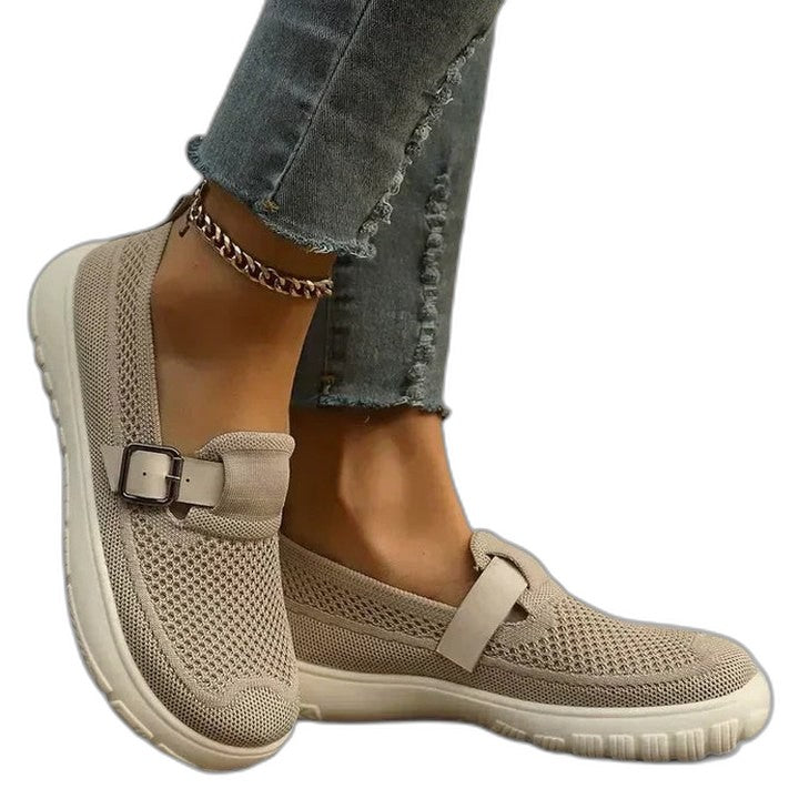 Comfortable Black Loafers for Women with Closed Toe Buckle Casual Style