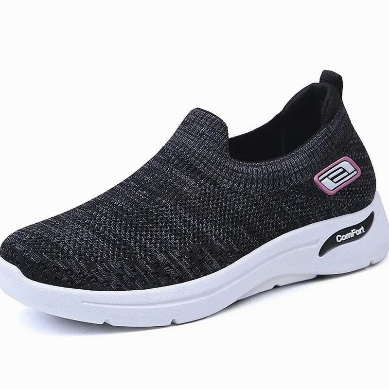 Comfortable Black Mesh Sneakers for Women with Closed Toe Casual Style